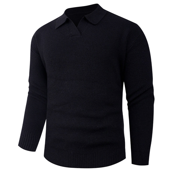 Herren Feines Strick-Poloshirt mit Hemdkragen und geripptem Saum Echo Archiv