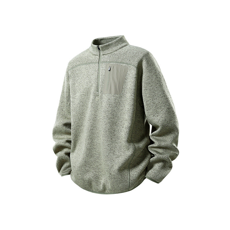 Herren Halbzip-Fleecepullover mit Brustreißverschlusstasche und Stehkragen Echo Archiv