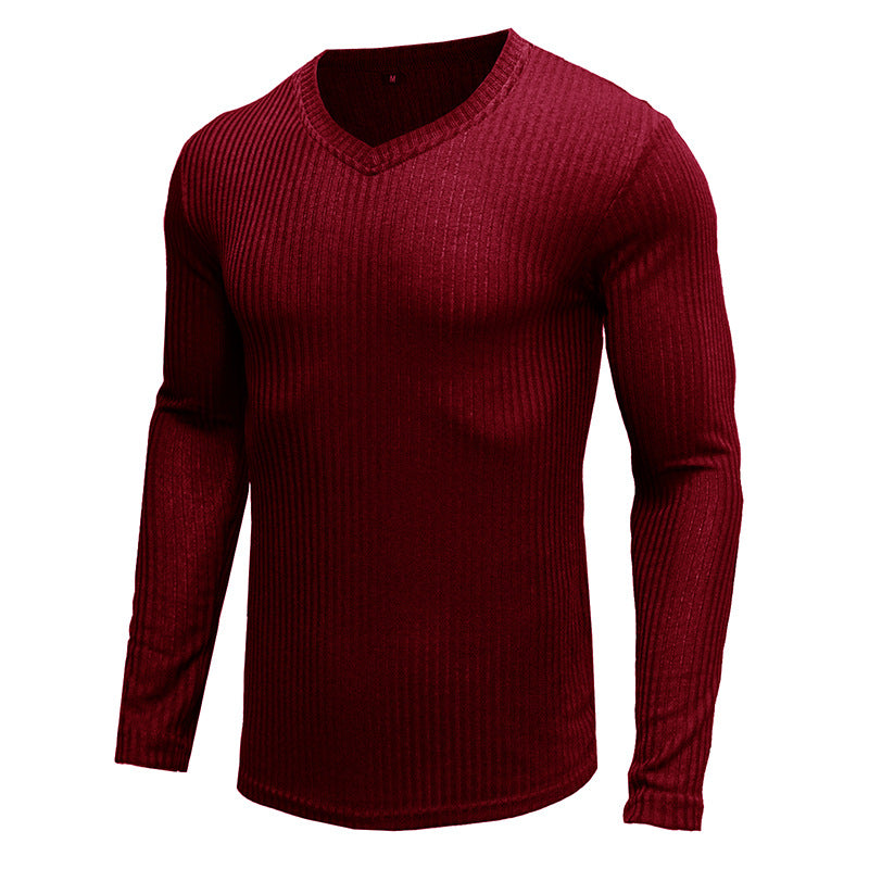 Herren V-Ausschnitt Pullover aus hochwertigem Rippstrick Echoarchiv