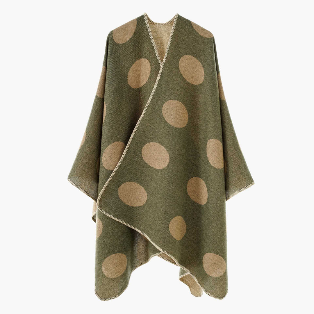 Damen Punkte-Überwurf Cape aus Wollmix mit Zierstich – Avérine