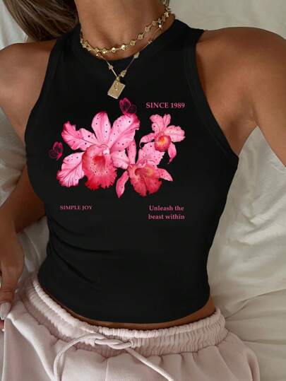 Damen ärmelloses Tanktop mit fröhlichem Kirschmotiv Echo Archiv