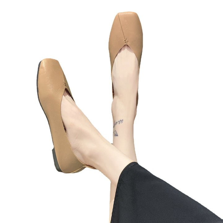 Damen nan quadratische Ballerina-Slipper aus weichem Kunstleder mit gepolstertem Komfortfußbett Echo Archiv