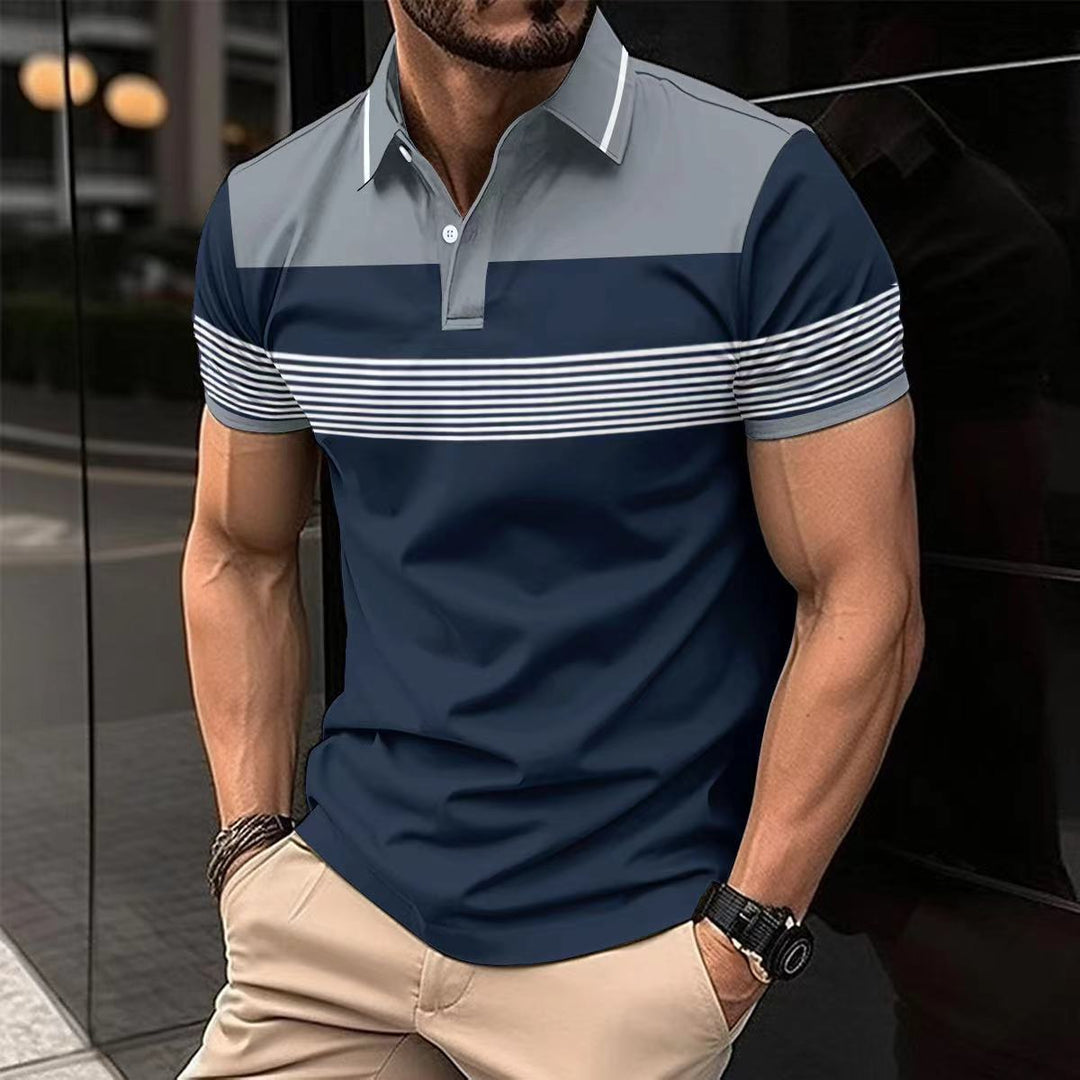 Herren Kurzarm Polohemd mit stylischem Streifenmuster und eleganten Details Echoarchiv