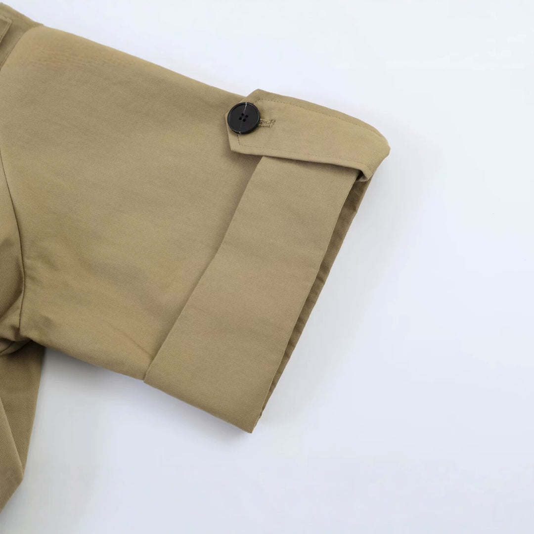 Damen Cropped Doppelreihiges Trenchcape im Boxy‑Schnitt Echoarchiv