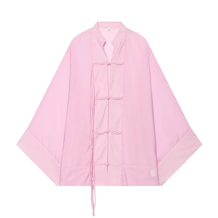 Damen Kimono-Jacke mit traditionellen Knotenverschlüssen und weitem Oversize-Schnitt Echo Archiv