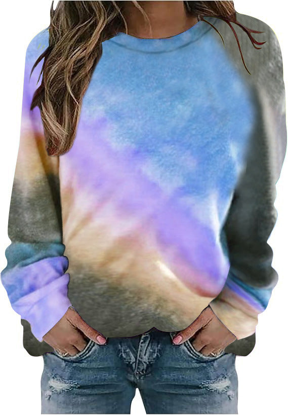 Damen Oversize Batik Sweatshirt mit Rundhalsausschnitt und weichen Rippbündchen Echoarchiv
