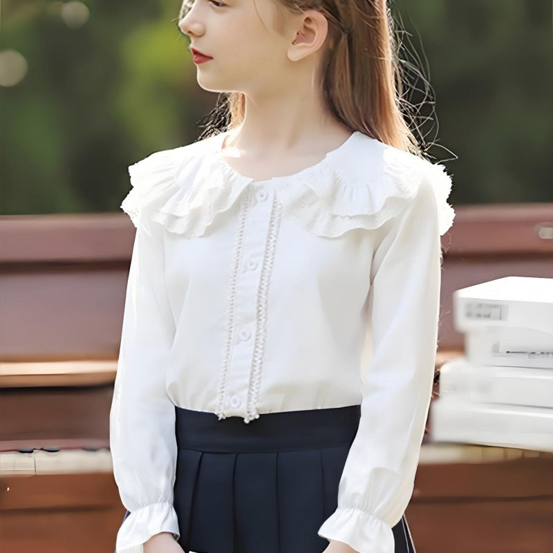 Damen Bluse mit Rüschendetails und romantischen Puffärmeln Echo Archiv