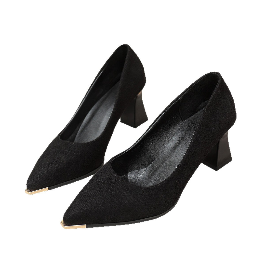 Damen Elegante spitz zulaufende Pumps mit strukturiertem Veloursobermaterial und skulpturalem Blockabsatz – Lioré