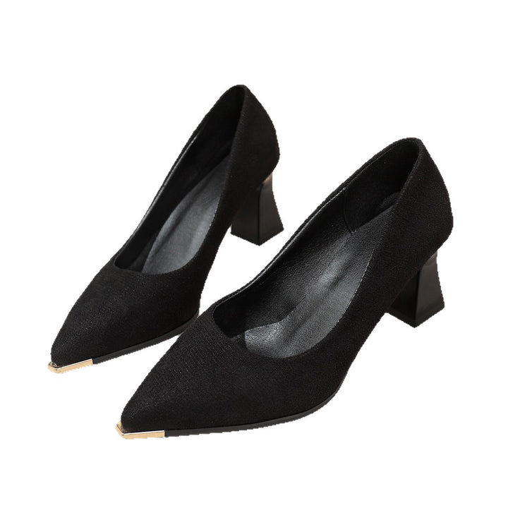 Damen Elegante spitz zulaufende Pumps mit strukturiertem Veloursobermaterial und skulpturalem Blockabsatz – Lioré