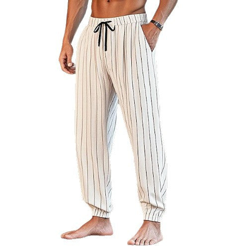 Herren lässige Freizeithose mit elastischem Bund und Streifenmuster Echoarchiv
