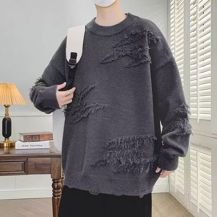 Damen Modischer Grobstrickpullover mit Fransen Echo Archiv