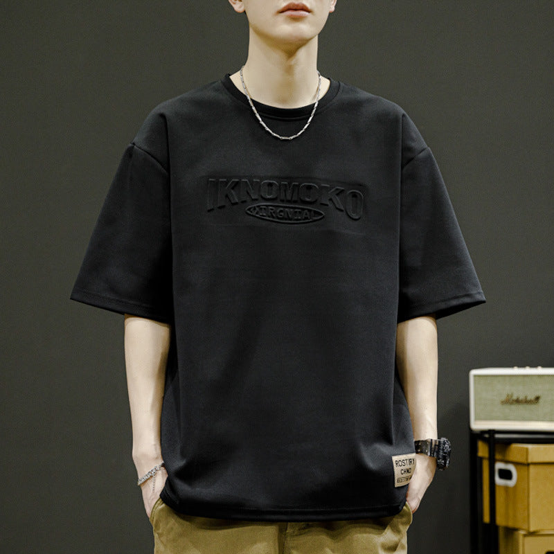 Herren Oversized T-Shirt mit strukturiertem Logodesign Echoarchiv