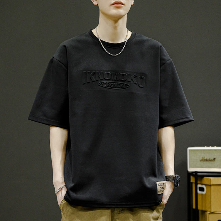 Herren Oversized T-Shirt mit strukturiertem Logodesign Echoarchiv