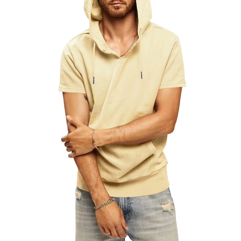 Herren lässiges Kurzarm-Hoodie mit praktischer Kängurutasche Echoarchiv