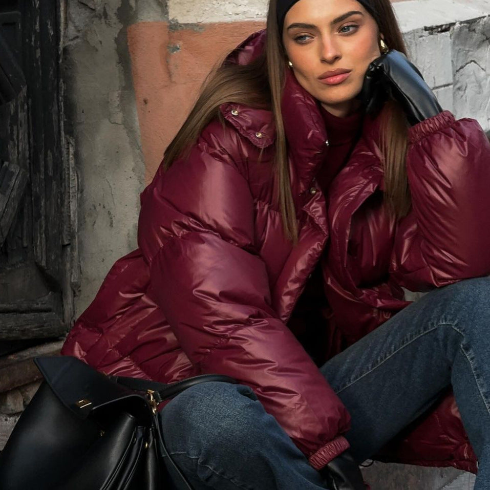 Damen Steppjacke mit voluminösem Schnitt und hohem Kragen Echoarchiv