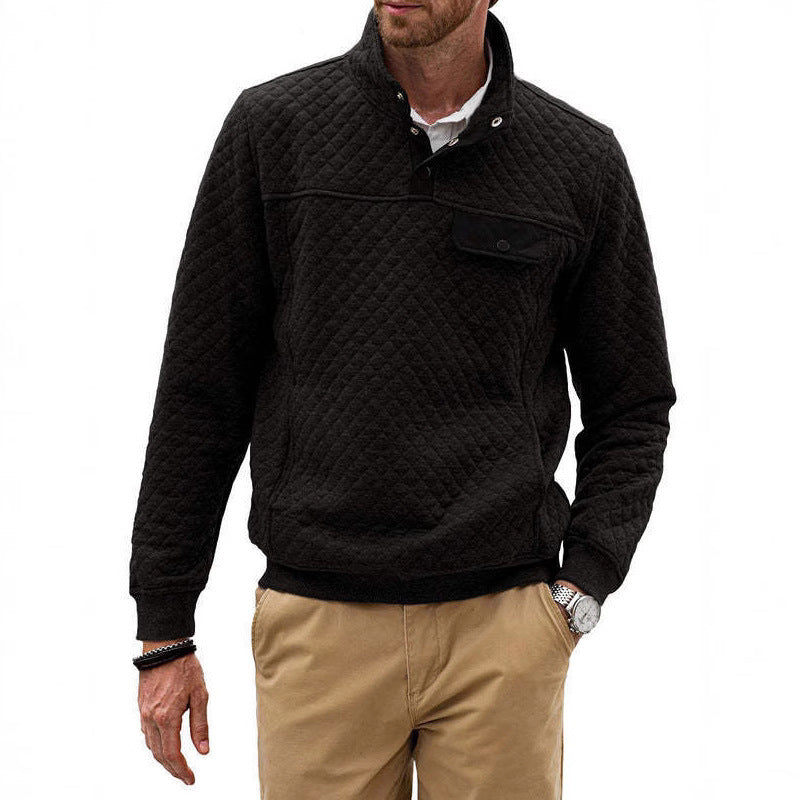 Herren Stepp-Pullover mit modernem Kragen und Brusttasche Echoarchiv