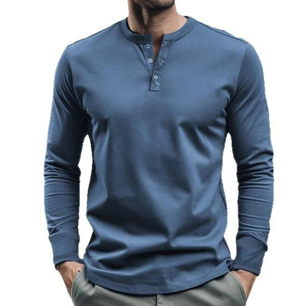 Herren Langarm-Henley-Shirt mit praktischer Knopfleiste und figurbetonter Passform Echoarchiv
