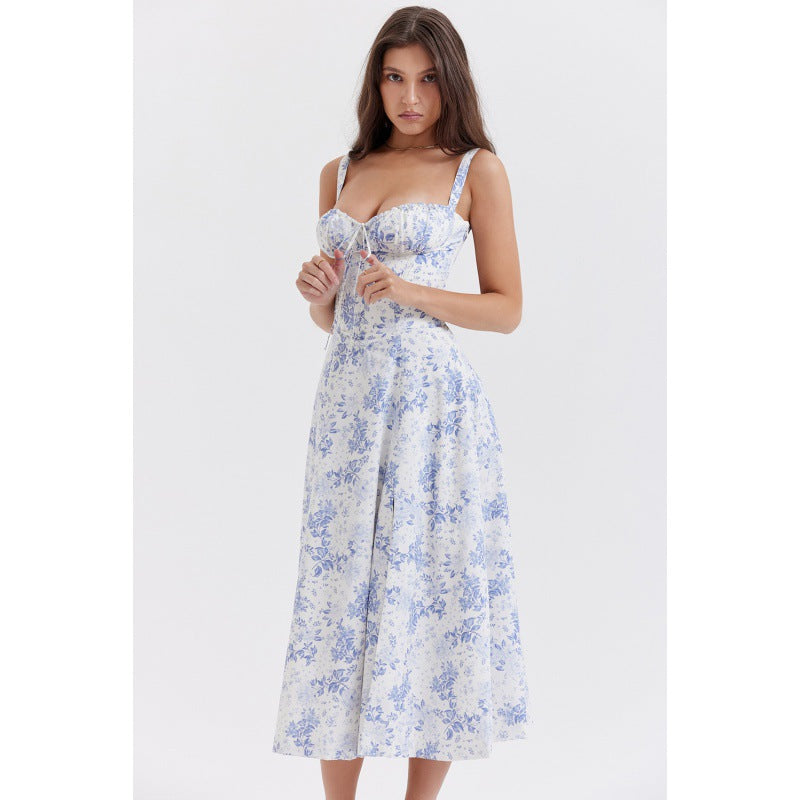 Damen Maxikleid mit floralem Design und elegantem Schlitz Echo Archiv