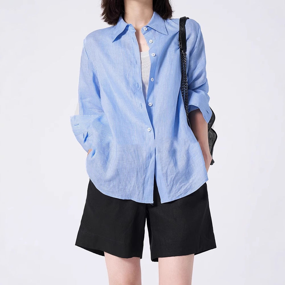 Damen Elegante gestreifte Bluse Echoarchiv