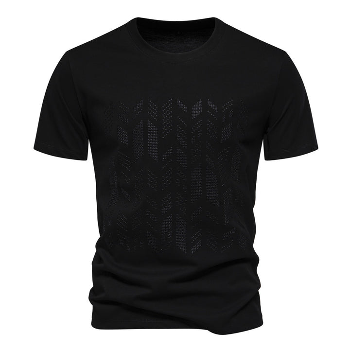 Herren nan Rundhalsshirt aus Baumwollmix mit geometrischer Laserperforation und geradem Schnitt Echo Archiv