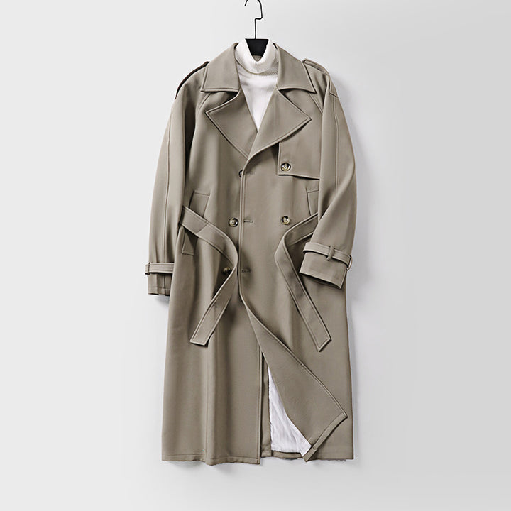 Damen Zweireihiger Oversized Trenchcoat mit weitem Schalkragen und Bindegürtel Echoarchiv