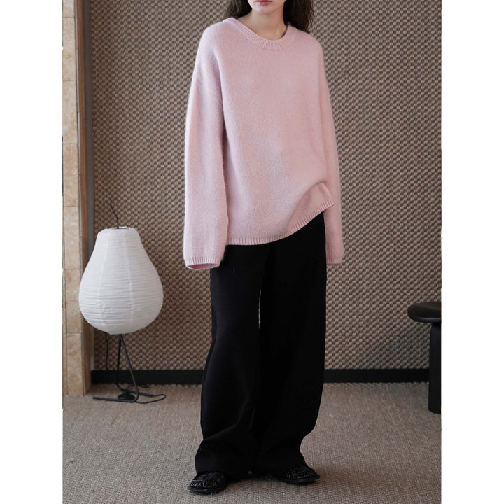 Damen Weicher Oversize-Strickpullover mit Rundhalsausschnitt Echoarchiv
