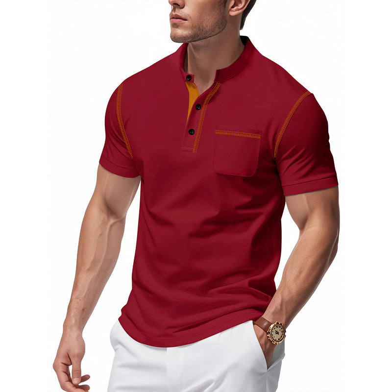 Herren Polo-Shirt mit modischem Henley-Kragen und praktischer Brusttasche Echoarchiv