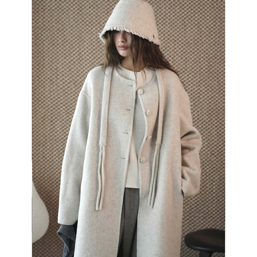 Damen Oversize Wollmix-Mantel mit verdeckter Knopfleiste und weicher Kragenpartie Echoarchiv