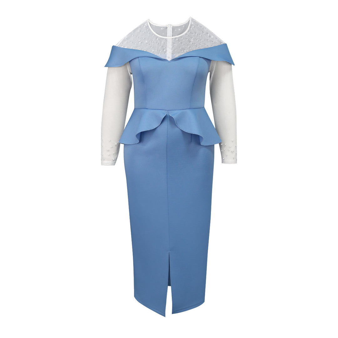 Damen elegantes Midi-Kleid mit schulterfreiem Design und Rüschenelement Echo Archiv
