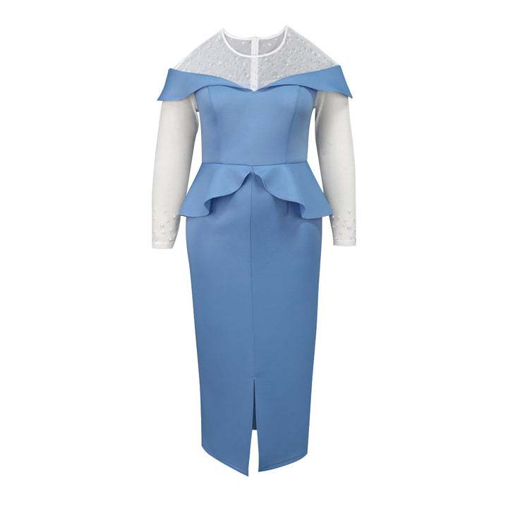 Damen elegantes Midi-Kleid mit schulterfreiem Design und Rüschenelement Echo Archiv