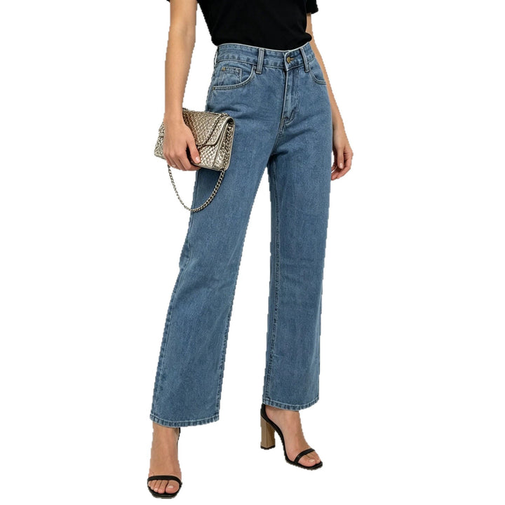 Damen nan hochgeschnittene Straight-Leg-Jeans mit geradem Bein und dezenter Vintage-Waschung Echo Archiv