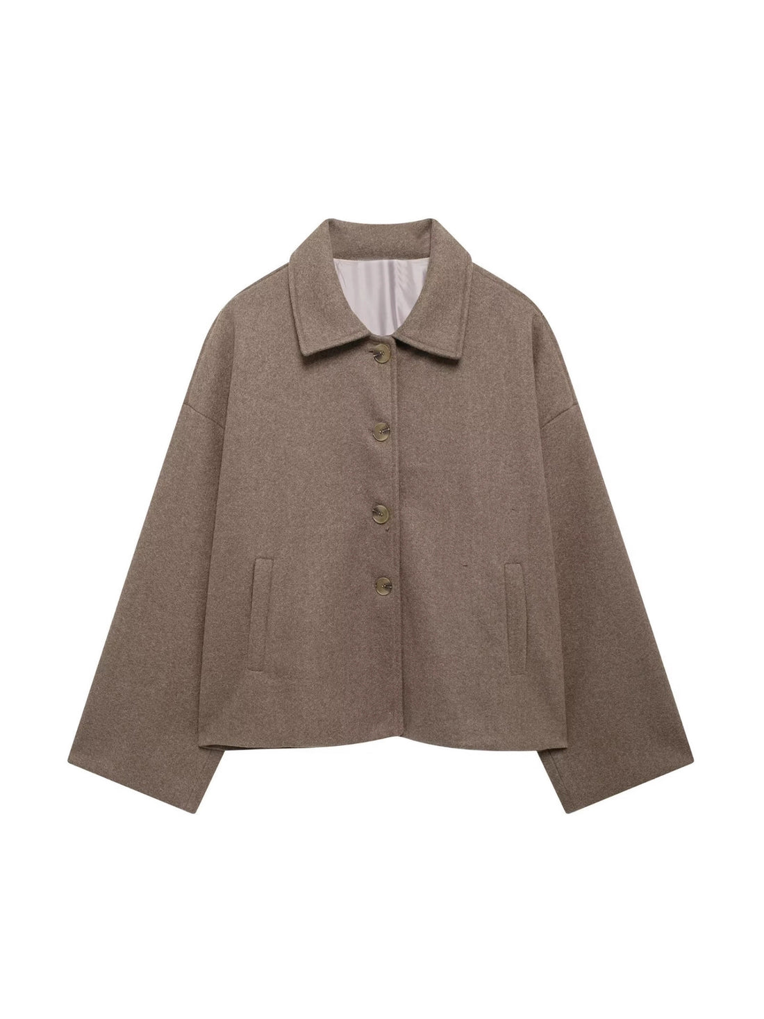 Damen Oversize Wollmix Jacke mit großen Zierknöpfen und breiten Manschetten Echoarchiv