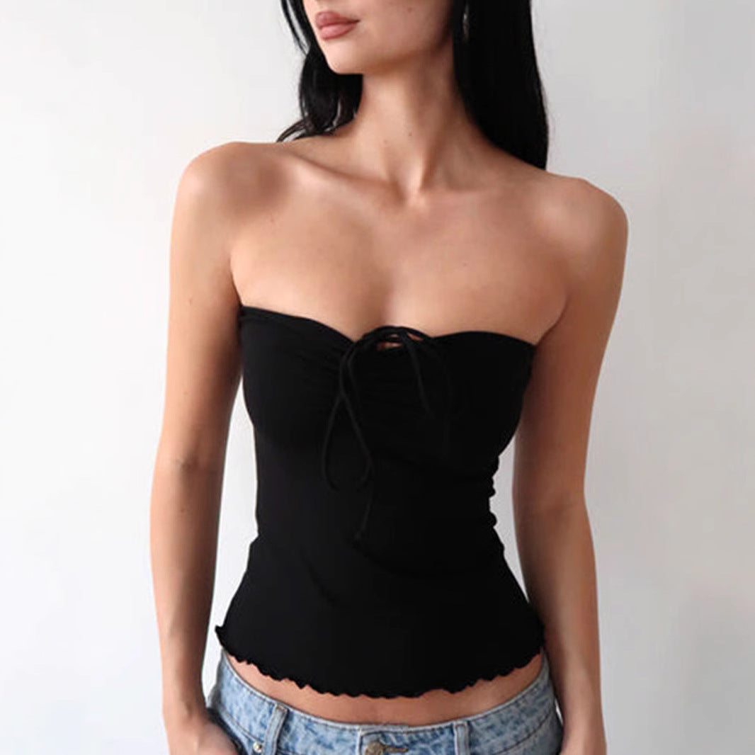 Damen Bandeau-Top mit zarten Rüschendetails und verstellbaren Trägern Echo Archiv