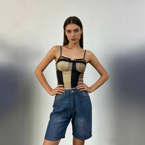 Damen figurbetontes Cropped Oberteil mit Stehkragen und kurzen Ärmeln Echo Archiv