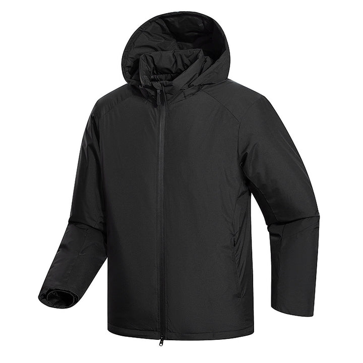 Herren Leichte Allwetter‑Isolationsjacke mit Kapuze, winddichter Hülle & verdecktem Reißverschluss Echoarchiv