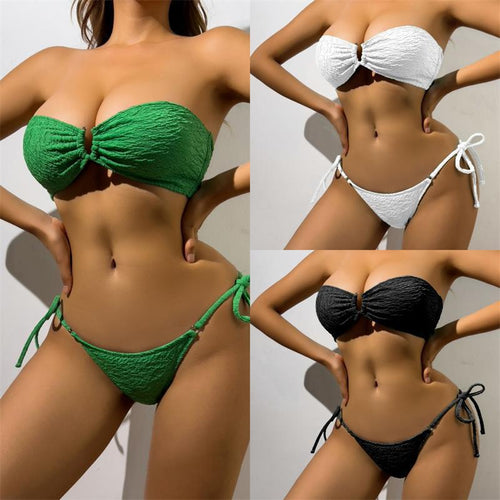 Damen Bandeau-Bikini mit modischem Rüschendesign und verstellbaren Bändern Echo Archiv