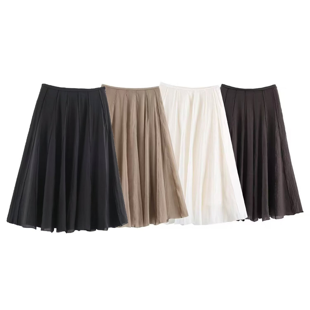 Damen Langer Plissee Maxirock mit Chiffonlage und seitlichem Reißverschluss Echo Archiv
