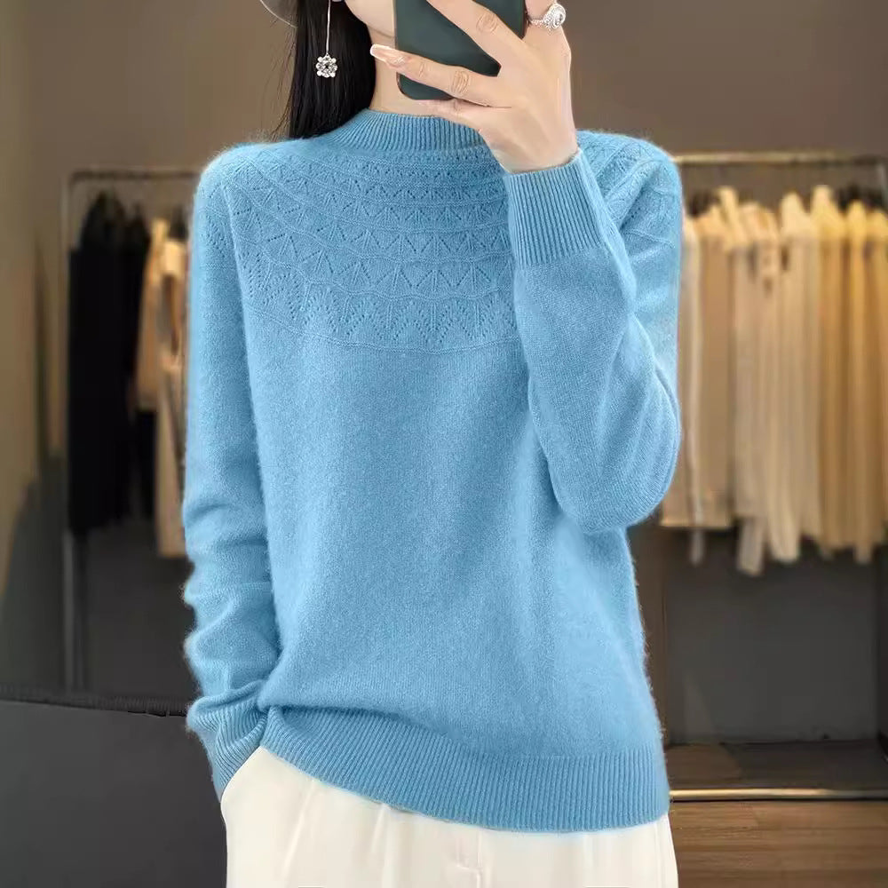 Damen Kuscheliger Mohair‑Optik Pullover mit Zierstruktur am Oberteil und Stehkragen Echoarchiv