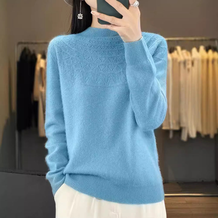 Damen Kuscheliger Mohair‑Optik Pullover mit Zierstruktur am Oberteil und Stehkragen Echoarchiv