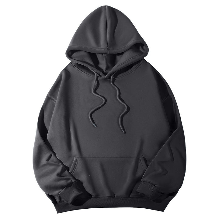 Unisex minimalistischer Kapuzenpullover mit verlängertem Rücken und Kängurutasche Echo Archiv