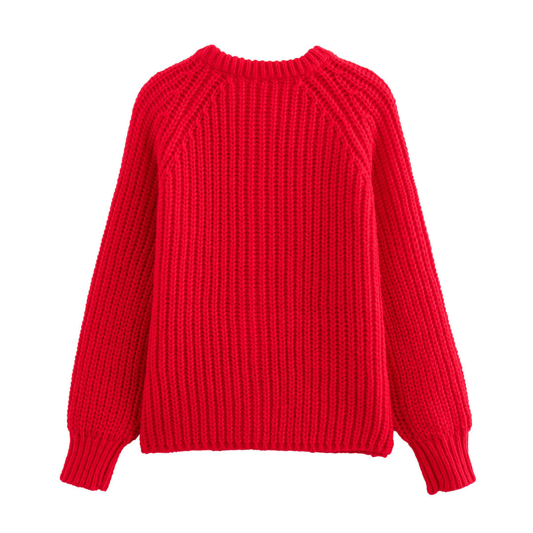 Damen grobstrickige Raglan-Cardigan mit durchgehender Knopfleiste, breiten Bündchen und legerer Silhouette – Veloura