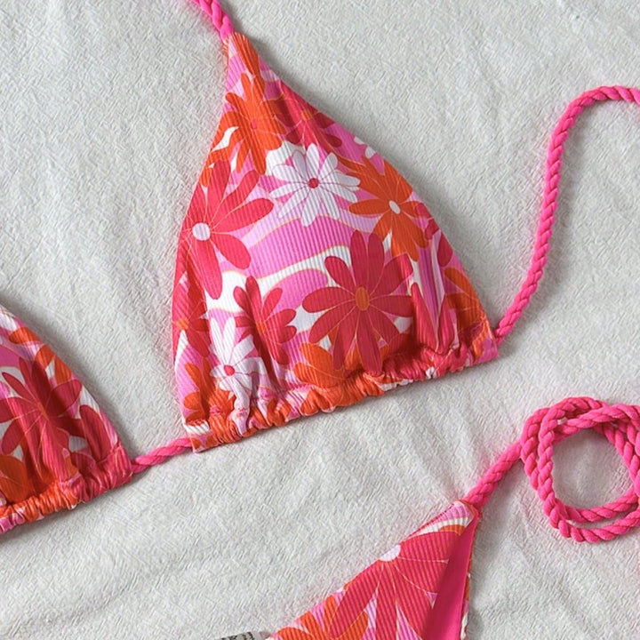 Damen Floral-Design Triangel-Bikini mit seitlichen Bindebändern Echo Archiv