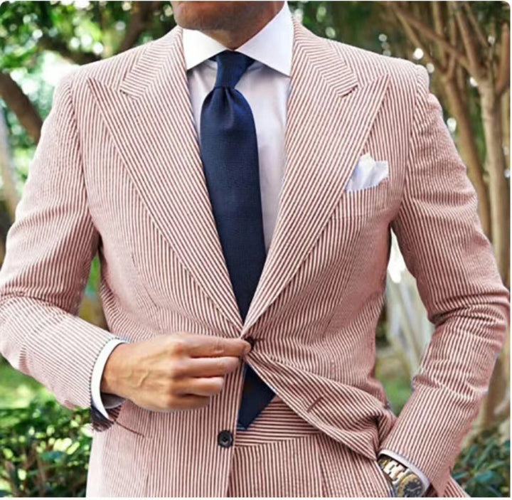 Herren Elegant Gestreifter Anzugblazer Echoarchiv