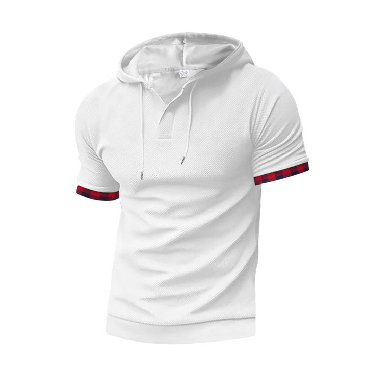 Herren sportliches Kapuzenshirt mit Kurzarm und strukturiertem Design Echoarchiv