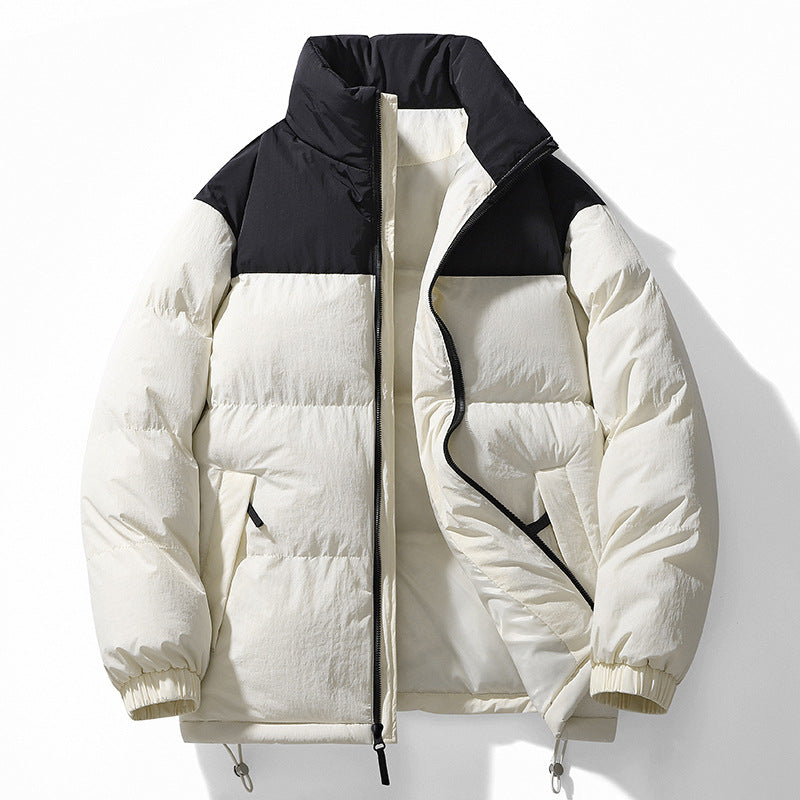 Herren gesteppte Thermojacke mit hohem Stehkragen, zwei-Wege-Reißverschluss und Kordelzugsaum – Marzano
