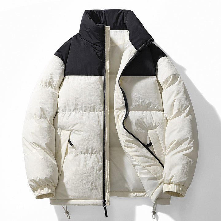 Herren gesteppte Thermojacke mit hohem Stehkragen, zwei-Wege-Reißverschluss und Kordelzugsaum – Marzano