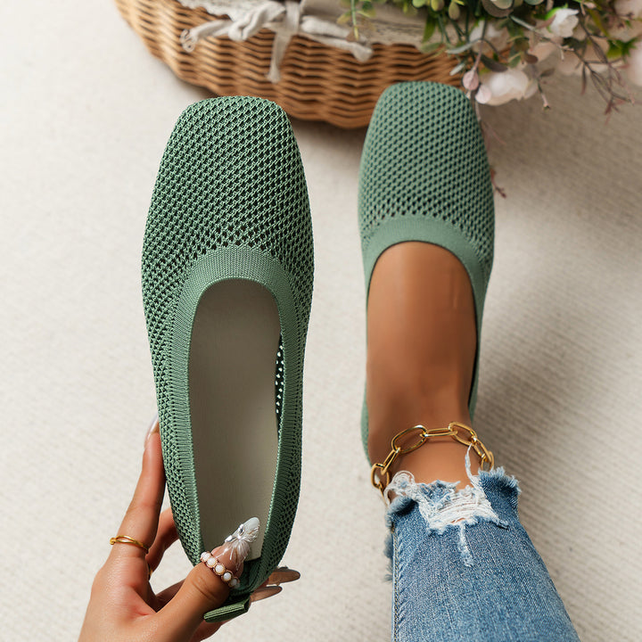 Damen Atmungsaktive Strick‑Ballerinas mit quadratischer Spitze Echo Archiv