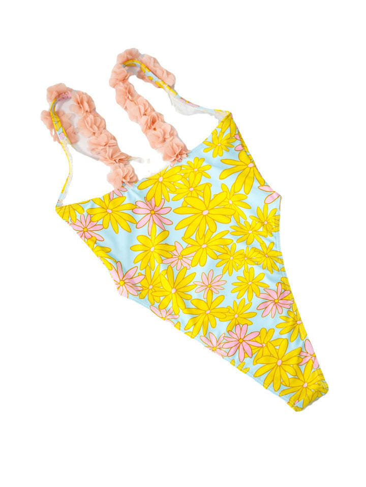 Damen Einteiler Badeanzug mit floralen Rüschendetails Echo Archiv