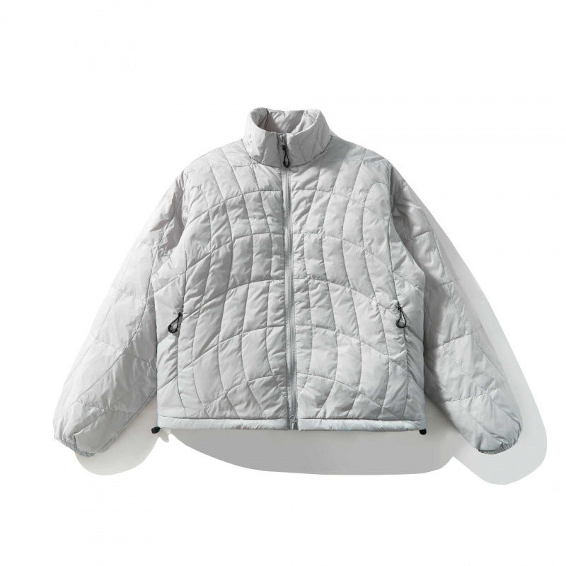 Unisex Ultraleichte gesteppte Kurzjacke mit geometrischer Steppung, Stehkragen und Tunnelzugsaum Echo Archiv