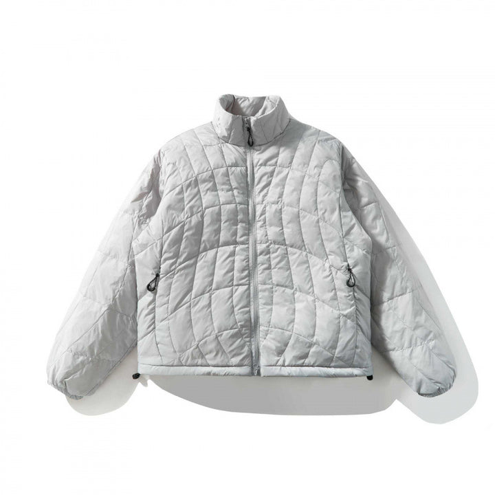 Unisex Ultraleichte gesteppte Kurzjacke mit geometrischer Steppung, Stehkragen und Tunnelzugsaum Echo Archiv